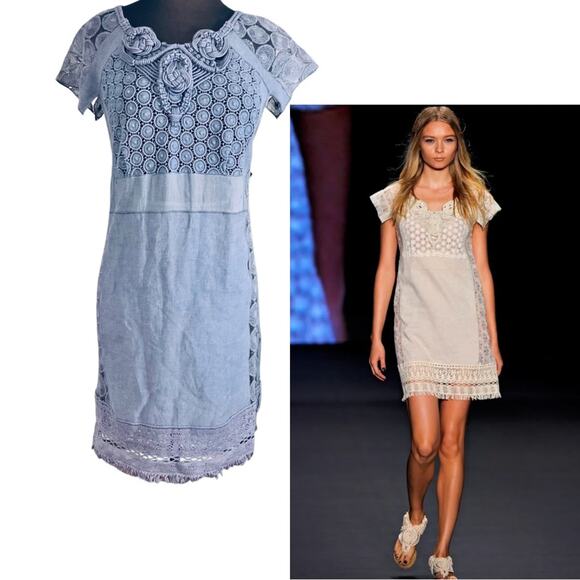 Y2K Vivienne Tam Runway Lace Cutout Sheer Panel Dress 4 Boho Coquette Romantic - Picture 1 of 12